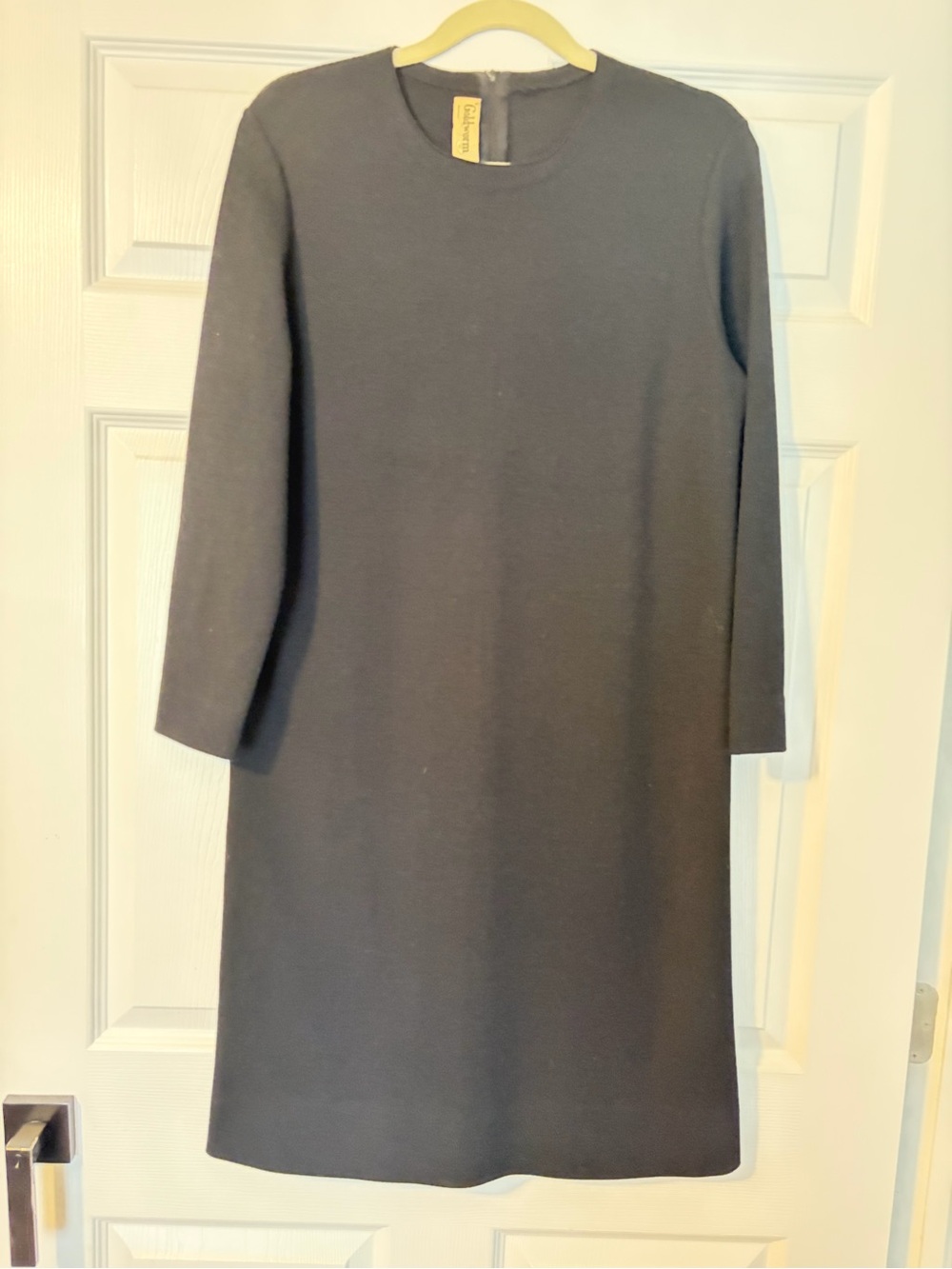Goldworm Vintage Merino Wool Knit Dress Made in Italy With 3/4 Sleeves.